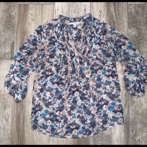 LC LAUREN CONRAD Blouse Floral 3/4 Sleeve Small